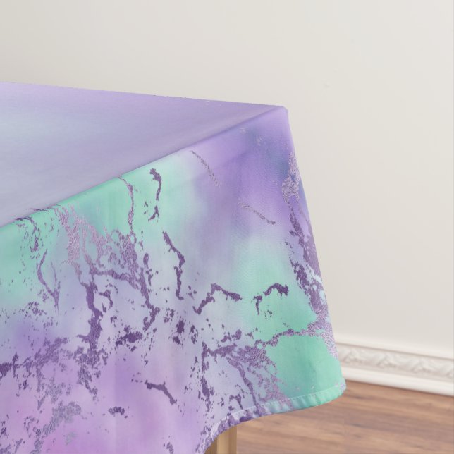 Chic Marble | Lavender Purple and Mint Green Tablecloth (In Situ)