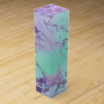 Chic Marble | Lavender Purple and Mint Green Wine Box<br><div class="desc">Trendy watercolor marble gradient in a vibrantly colourful turquoise blue, mint green, and lavender purple mermaid-inspired ombre palette. This feminine hand-painted gradient adds the perfect pop of colour. From the "Modern Watercolor Marbles" collection, this design features abstract fluid swirls creating a cool pattern accented by glitter veins to create texture....</div>