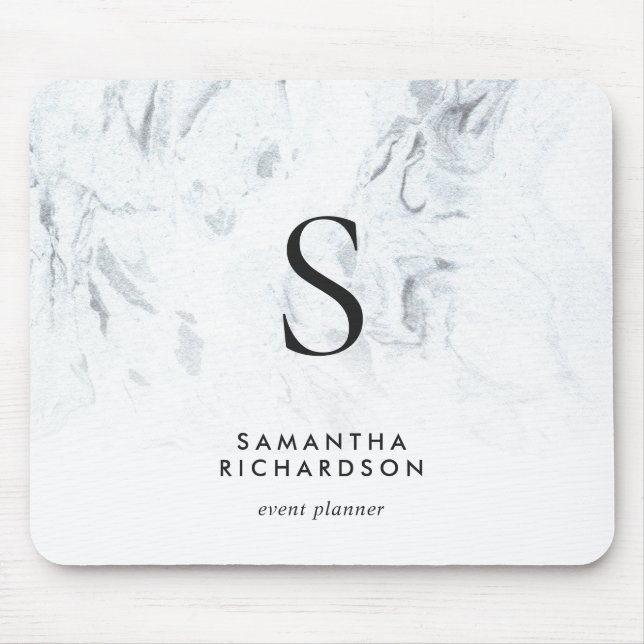 Chic Marble Monogram Mouse Mat (Front)