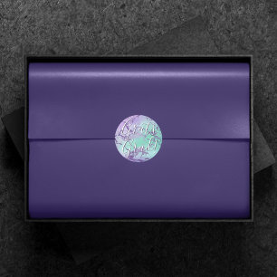 Chic Marble Purple and Mint Ombre Graduation Classic Round Sticker