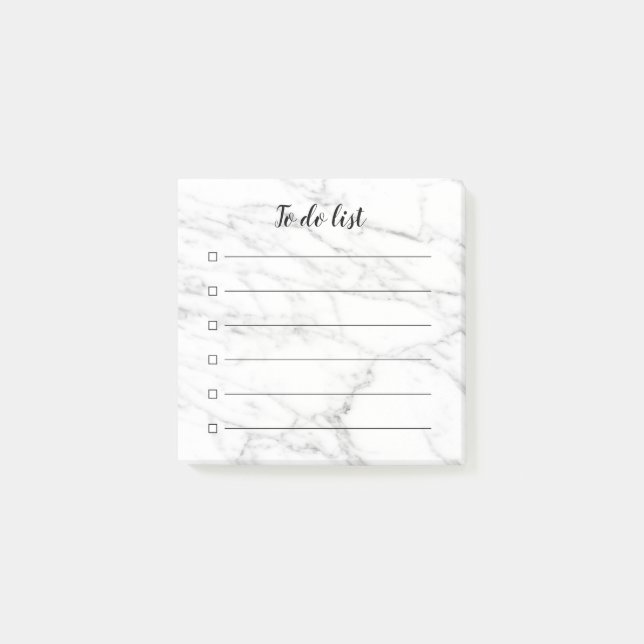 Chic marble stone checkboxes lined to do list post-it notes (Front)