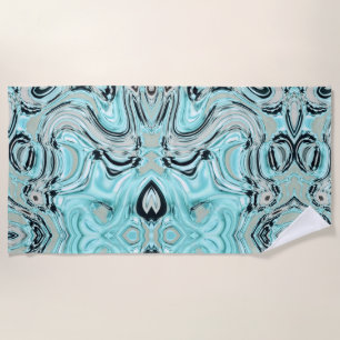 chic marble swirls mint aqua blue water ripple beach towel