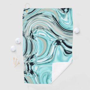 chic marble swirls mint aqua blue water ripple golf towel