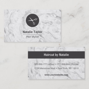 Chic Marble Texture Hair Stylist Business Cards