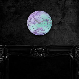 Chic Marble   Violet Lavender Purple Mint Green Round Clock