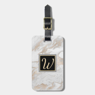 Chic Marbled Look Monogrammed Luggage Tag