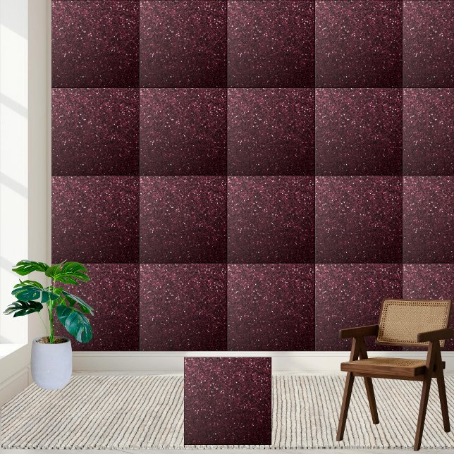 Chic Maroon Glitter Shimmering Floor Backsplash Tile (Chic Maroon Glitter Shimmering Floor Backsplash Ceramic Tile)