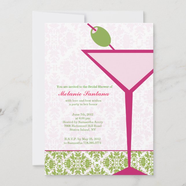 Chic Martini Bridal/Bachelorette/Birthday Invite (Front)