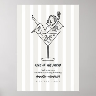 Chic Martini Doodle Wife of the Party Bachelorette Poster