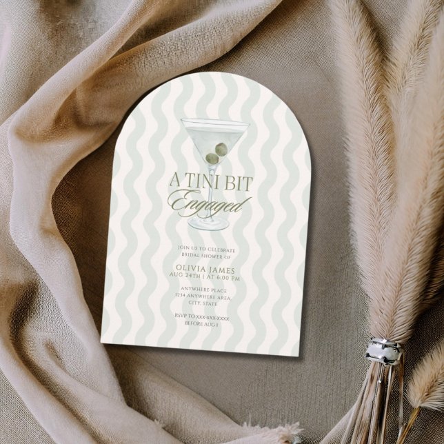 Chic martini tini bit engaged bridal shower invitation (Creator Uploaded)