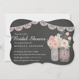 Chic Mason Jar & Chalkboard Bridal Shower Invite