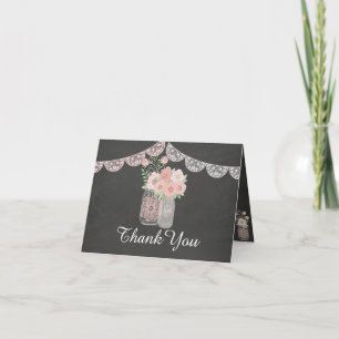 Chic Mason Jar & Chalkboard Thank You Card