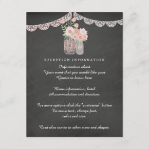 Chic Mason Jar & Chalkboard Wedding Insert card