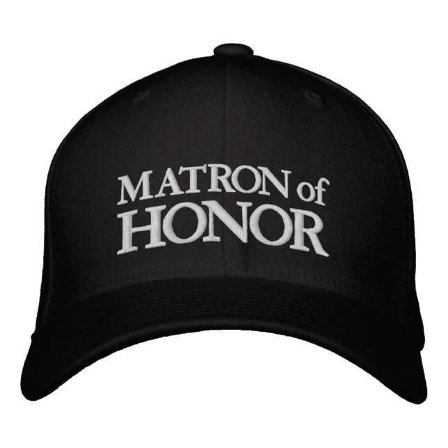 Chic Matron of Honour black and white wedding Embroidered Hat (Front)