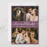 Chic Mauve Elegant Script 3 Photo Collage Wedding
