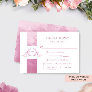 Chic mauve Pink Watercolor Wedding Monogram RSVP