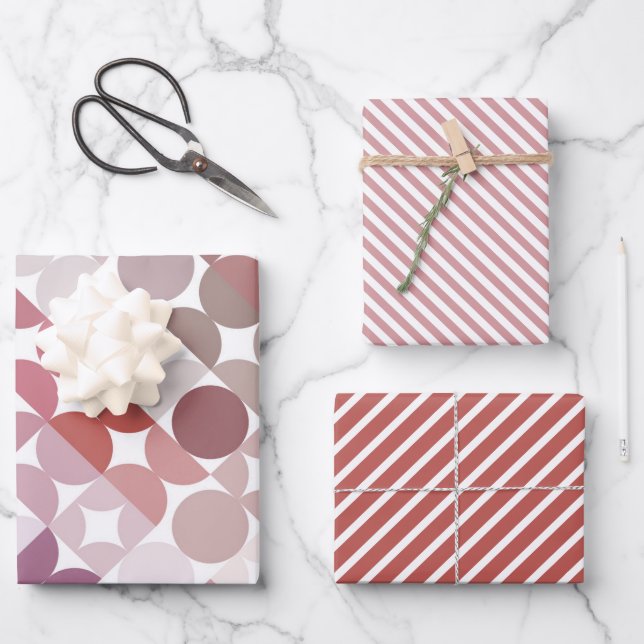 Chic Mauve Taupe Dusty Rose Circles Art Pattern Wrapping Paper Sheet (Front)