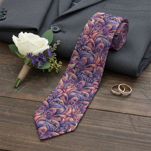 Chic Mauve Taupe Pink Violet Purple Paisley Art Tie