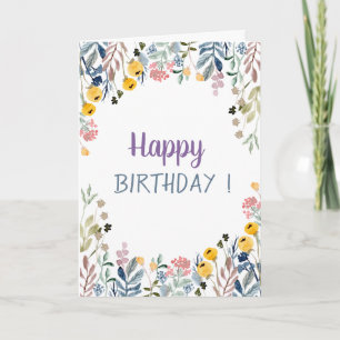 Chic Meadow Floral Birthday Card
