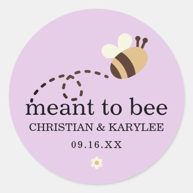 Chic Meant To Bee Wedding Classic Round Sticker (Front)