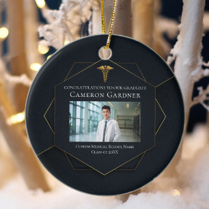 Chic Medical School Graduation Photo Christmas Ceramic Tree Decoration