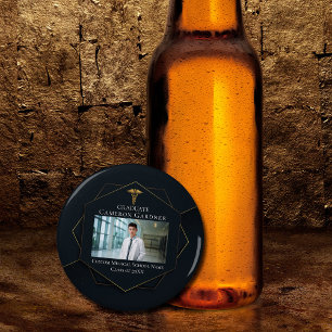 Chic Medical School Photo Black Graduation Party Bottle Opener