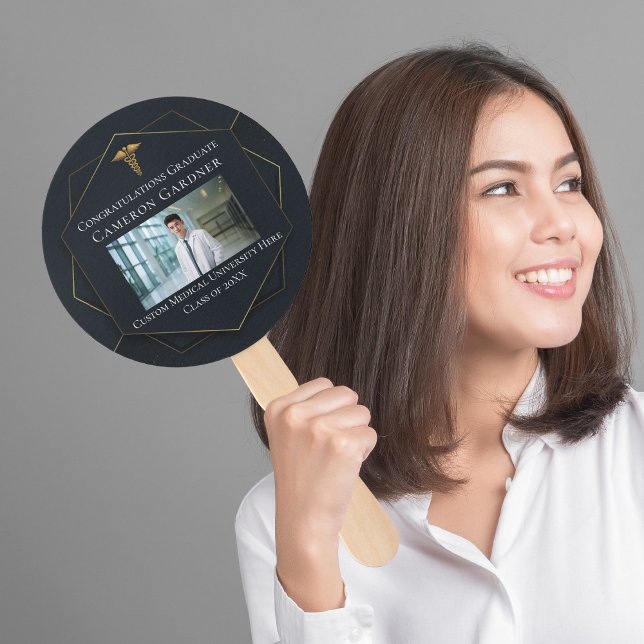 Chic Medical School Photo Graduation Party Hand Fan (Creator Uploaded)