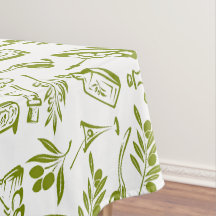 Chic Mediterranean Green Olive Oil Leaf Pattern