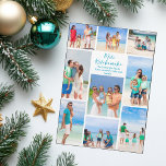 Chic Mele Kalikimaka Family Photo Collage Magnet<br><div class="desc">Chic customisable beach family photo collage Christmas card magnet with your favourite tropical photos in the sun. Add 9 of your favourite memories from your island vacation to the coast. A beautiful coastal holiday magnet with a clean,  modern photograph layout and pretty blue script.</div>