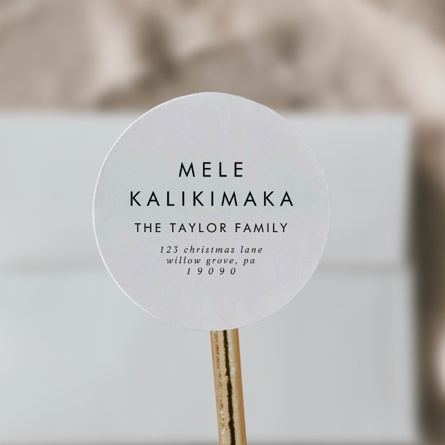 Chic Mele Kalikimaka Return Address Envelope Classic Round Sticker (Creator Uploaded)