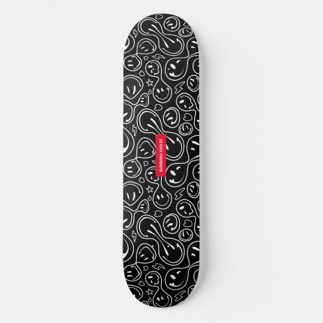 Chic Melting Smiling Face | Smile Pattern Skateboard (Front)