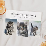 Chic Meowy Christmas New Cat Photo Family Holiday Card<br><div class="desc">This chic meowy Christmas new cat photo family holiday card is the perfect simple holiday greeting to show off your new kitten. The simple design features classic minimalist black and white typography with a rustic boho feel. Customisable in any colour. Keep the design minimal and elegant, as is, or personalise...</div>