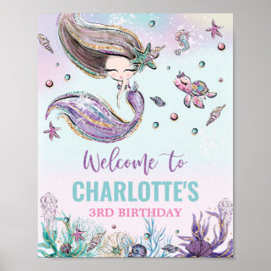 Chic Mermaid Birthday Under the Sea Welcome Sign