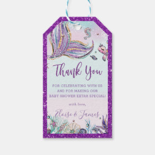 Chic Mermaid Tail Baby Shower Thank You Favor Gift Tags