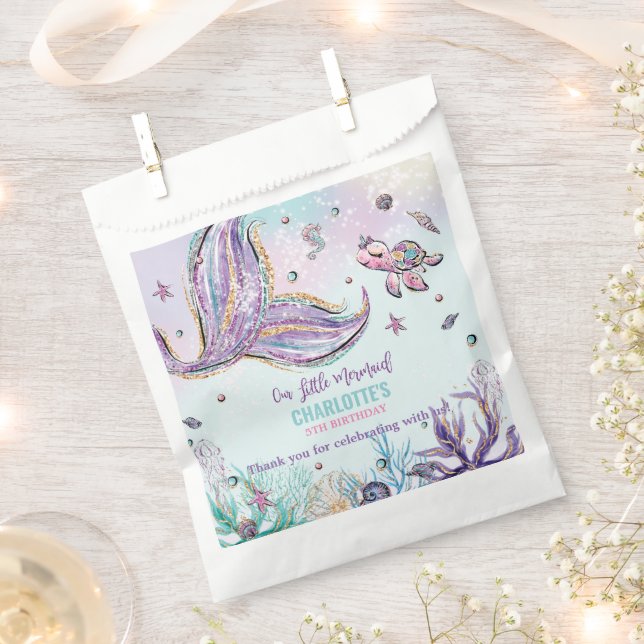 Chic Mermaid Tail Under the Sea Birthday Party Favour Bags (Clipped)