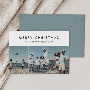 Chic Merry Christmas 3 Photo Holiday Card