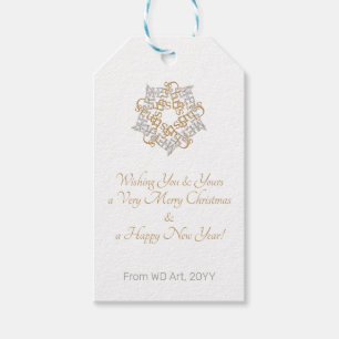 Chic Merry Christmas Gold, Silver Calligraphy Art Gift Tags