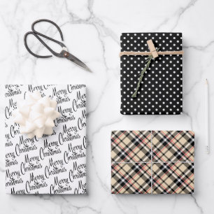 Chic Merry Christmas Greeting Wish On White Wrapping Paper Sheet