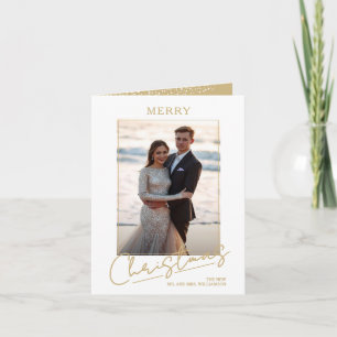 Chic Merry Christmas Script Folded Holiday Card