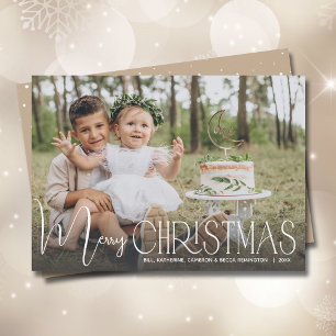 Chic Merry Christmas Script Photo Holiday Card