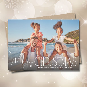 Chic Merry Christmas Script Photo Holiday Card