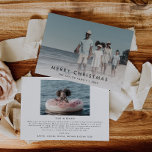Chic Merry Christmas Year In Review 2 Photo Holida Holiday Card<br><div class="desc">This chic Merry Christmas year in review 2 photo holiday card is the perfect simple holiday greeting. The simple design features classic minimalist typography with a rustic boho feel. Customisable in any colour. Personalise the card with 2 photos, your family name, first names, and year. Include a year in review...</div>