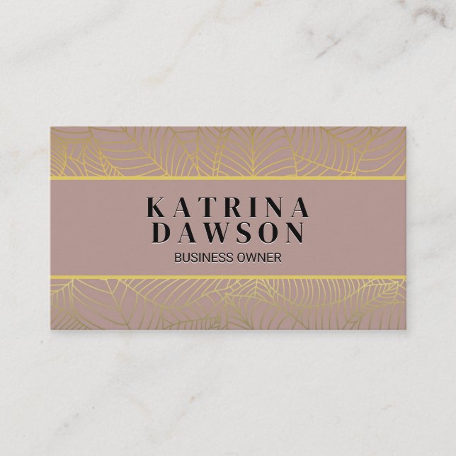 Chic Metallic Gold Leaf Pattern Business Card (Front)