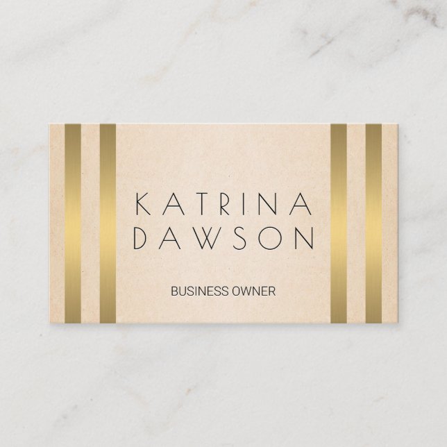 Chic Metallic Gold Stripes | Texture Background Business Card (Front)