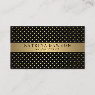Chic Metallic Gold with Polka Dots Business Card