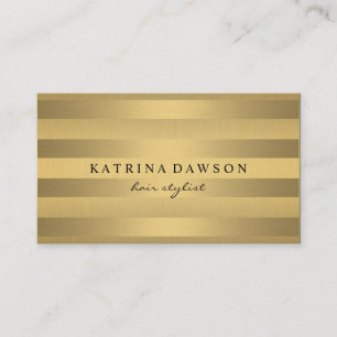 Chic Metallic Gold with Subtle Stripes Business Card