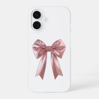 Chic Metallic Pink Satin Ribbon Bow iPhone 16 Case