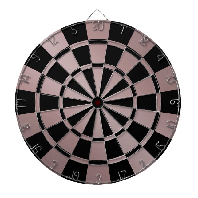 Chic Metallic Rose Gold Pink and Black Dartboard (Front)