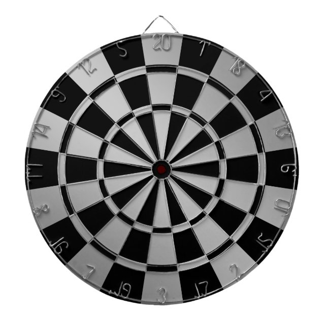 Chic Metallic Silver and Black Dartboard (Front)