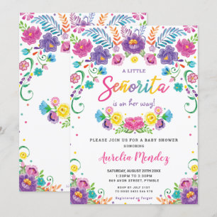 Chic Mexican Floral Senorita Baby Shower Girl Invitation